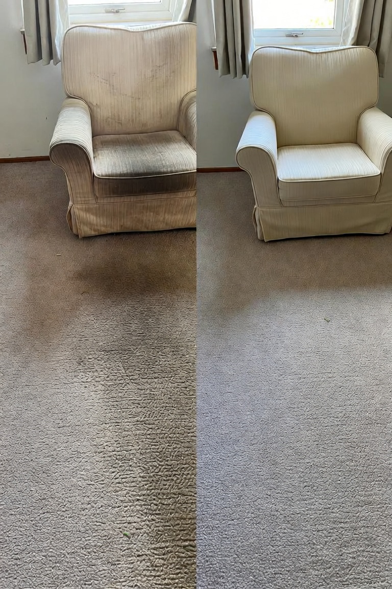 Armchair & carpet — spotless finish before and after — RCA Upholstery and Carpet Cleaning