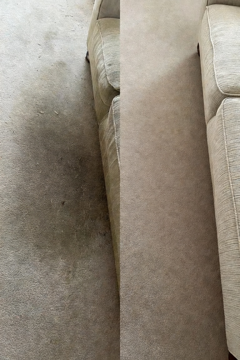 Sofa — deep stain & soil removal before and after — RCA Upholstery and Carpet Cleaning