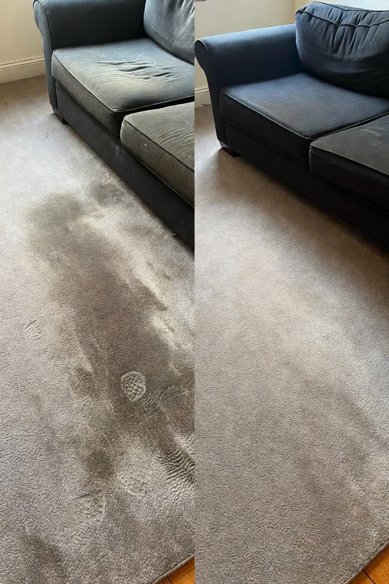Wingback chair & carpet before and after — RCA Upholstery and Carpet Cleaning